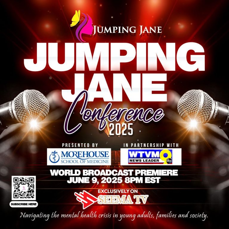 Poster for the Jumping Jane Conference 2025, featuring event details and broadcasting info.