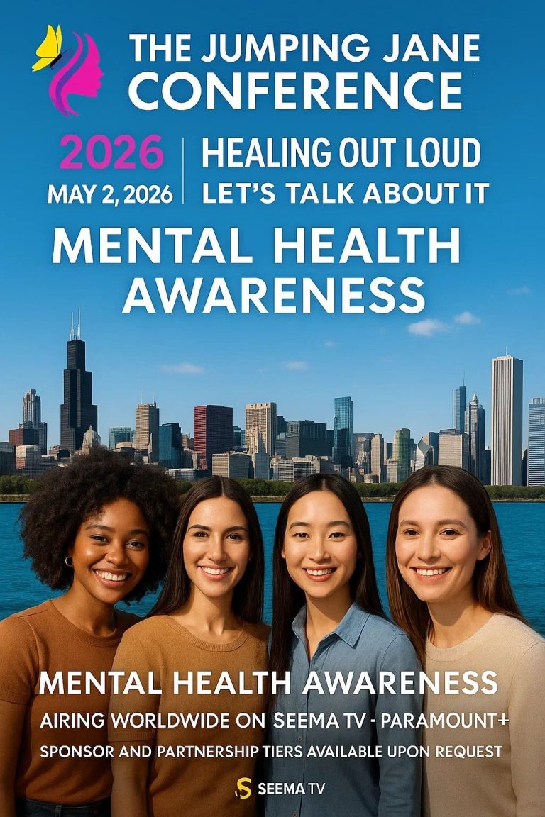 Mental Health Conference 2025 Poster for the Jumping Jane Conference 2025, featuring event details and broadcasting info.